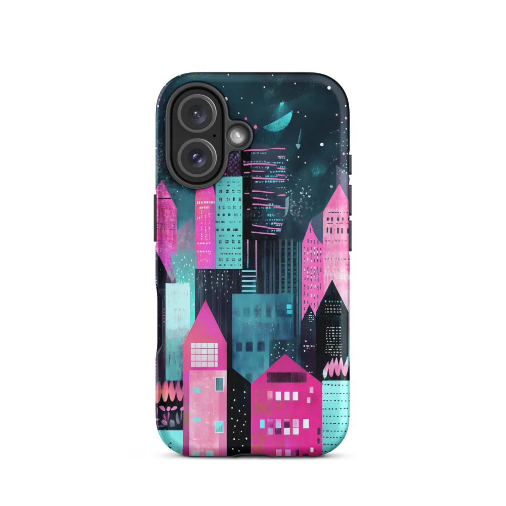 Abstract Pink and Blue Cityscape | Phone Case