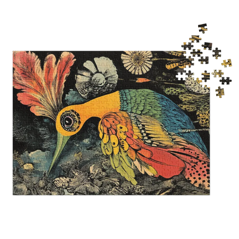 Whimsical Multicolored Bird Illustration