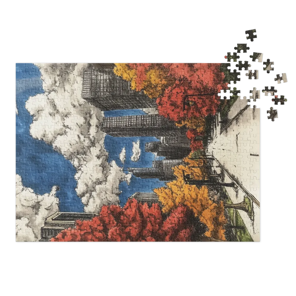 Cityscape with Autumn Trees