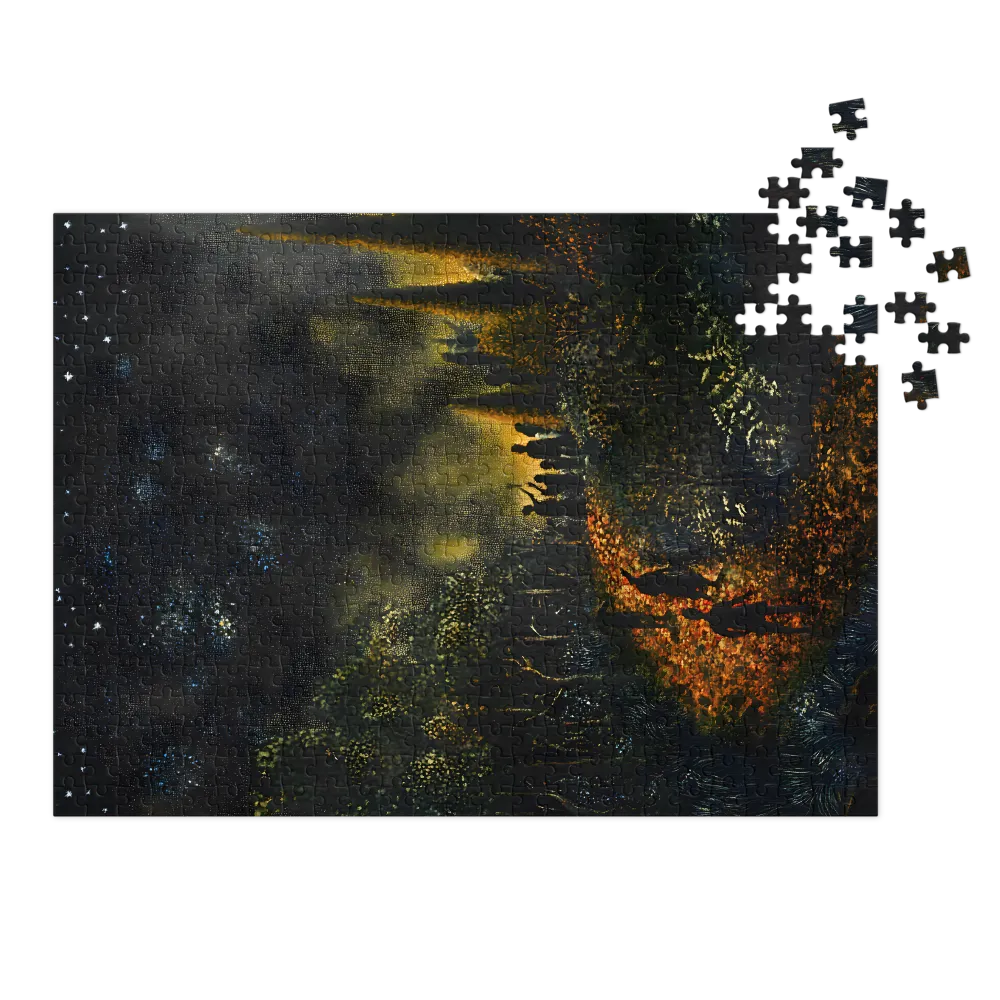 Surreal Night Landscape with Figures