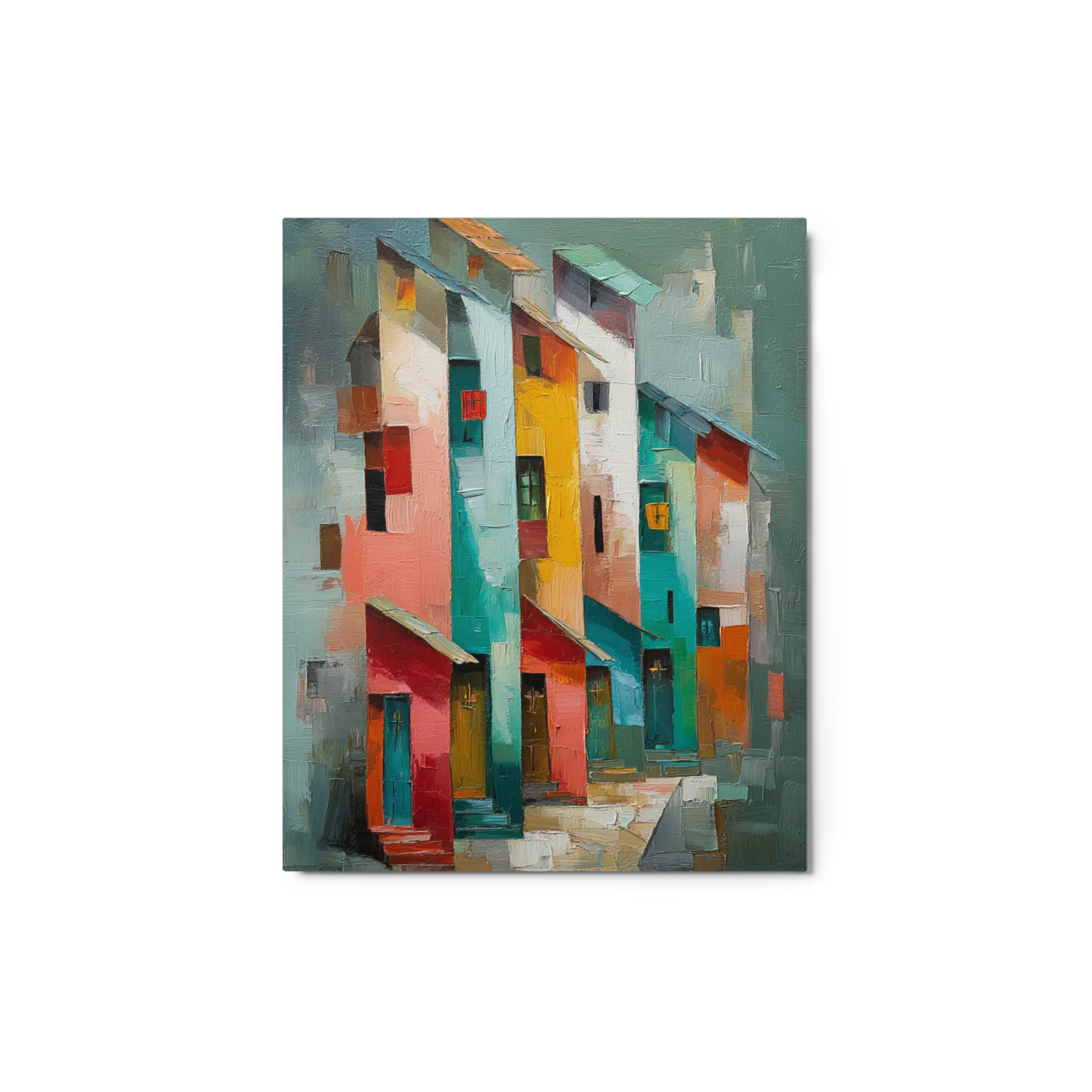 Chromatic Quarters 
 Canvas with Brown Frame