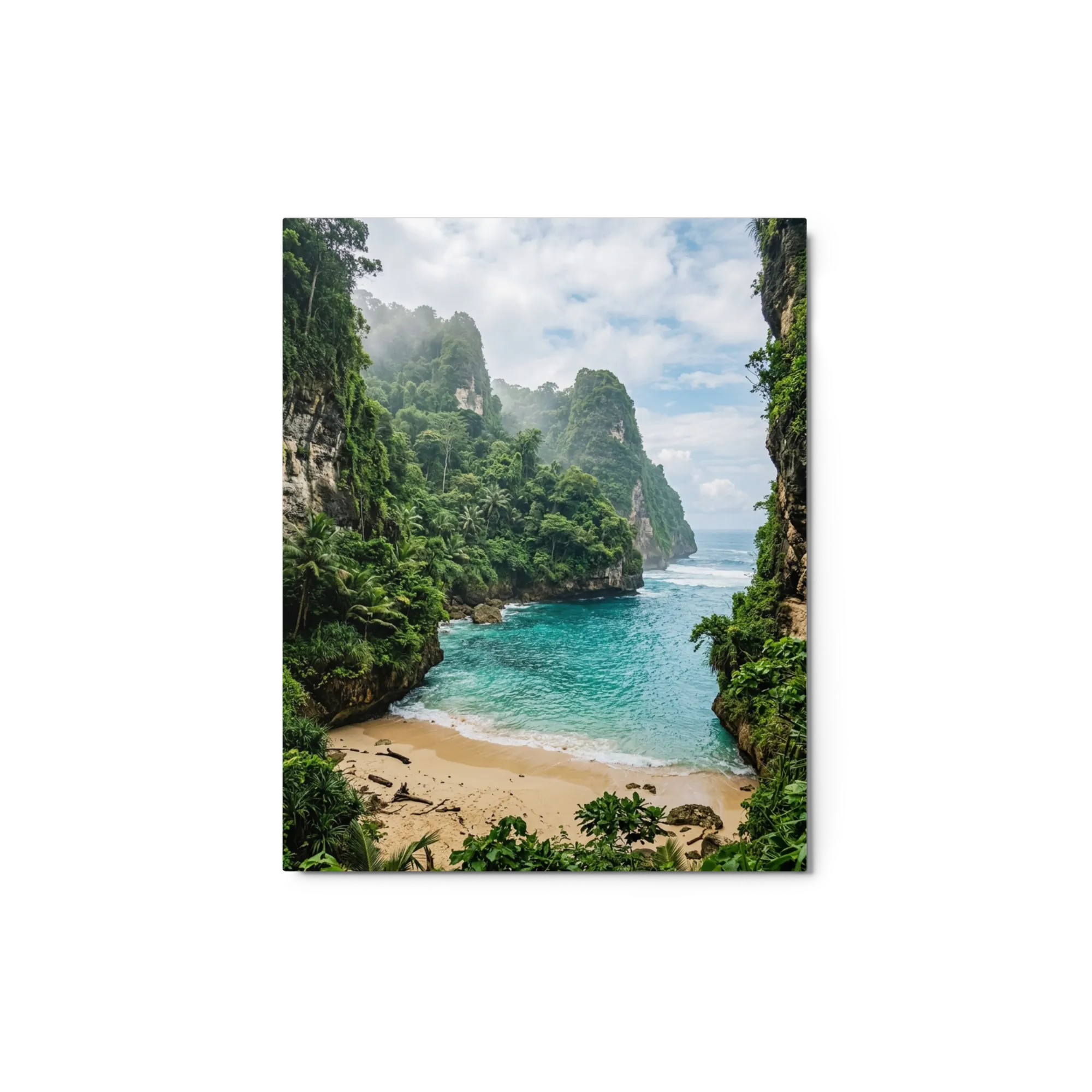 Hidden Tropical Beach Cove 
 Metal Print | 20″x 30″