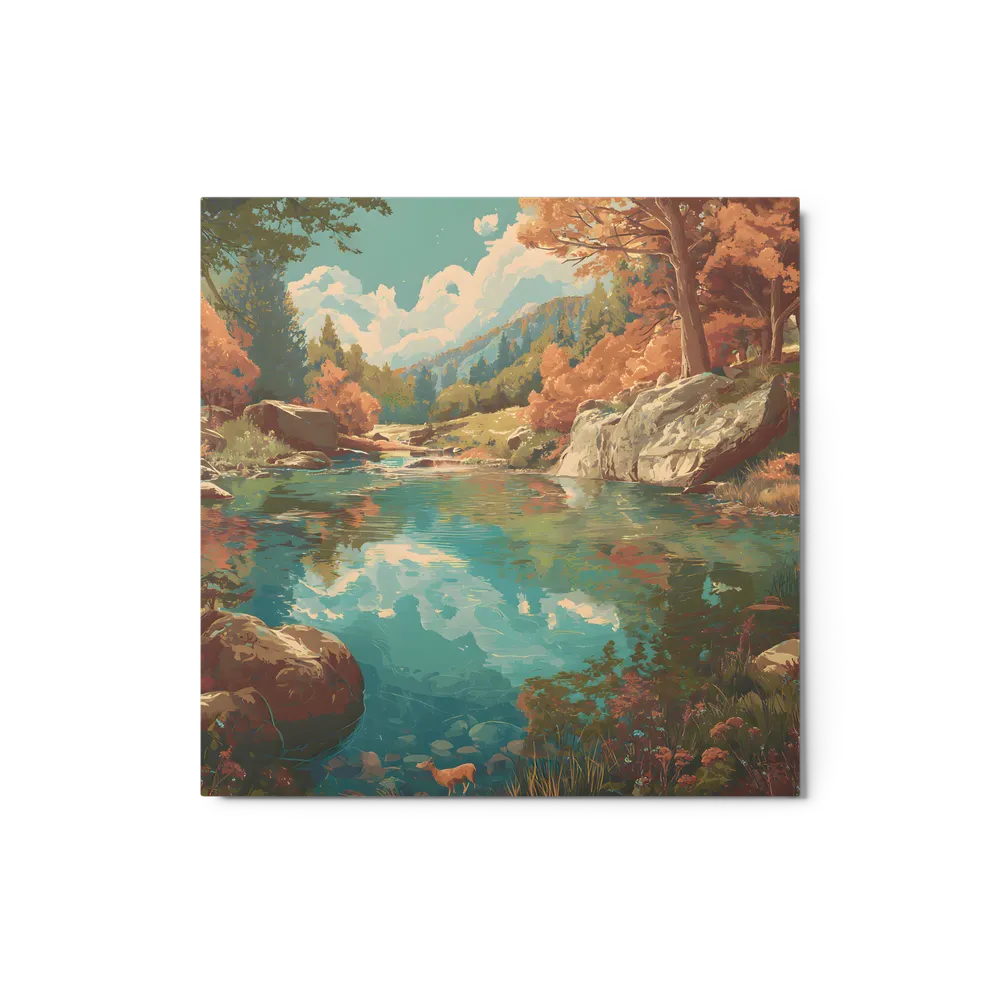 Autumn River with Deer | Art Print