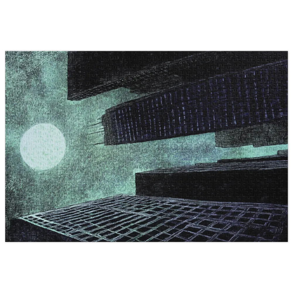 Lunar Cityscape 
 Jigsaw Puzzle in Tin Box