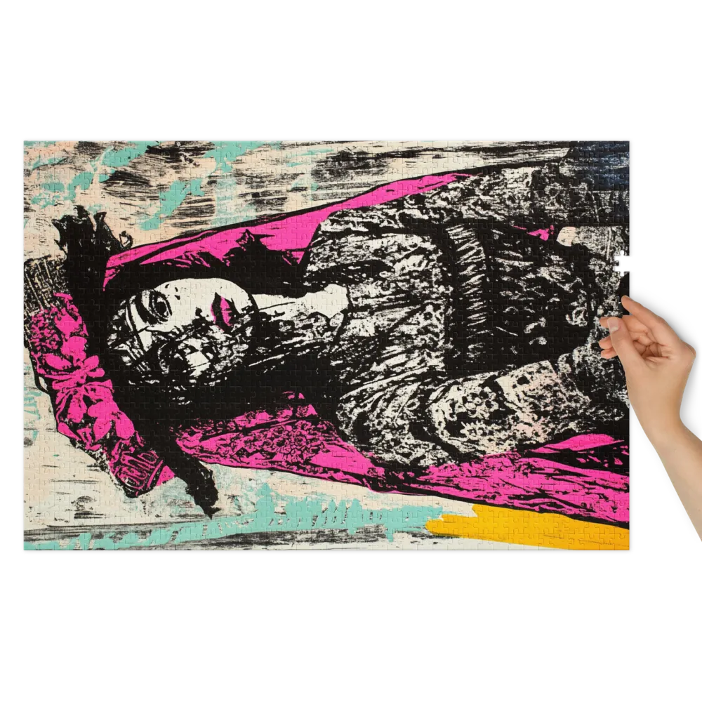 Retrato Magenta Estilizado 
 Puzzle em caixa de metal