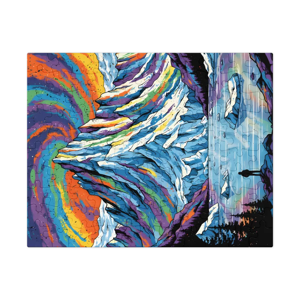 Psychedelic Mountain Aurora 
 Jigsaw Puzzle in Tin Box