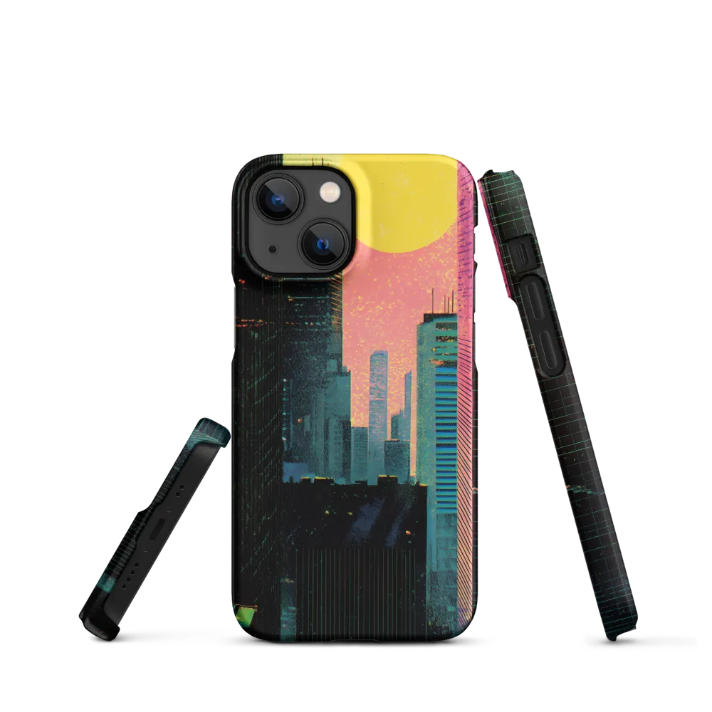 Futuristic Cityscape with Yellow Sun | Phone Case