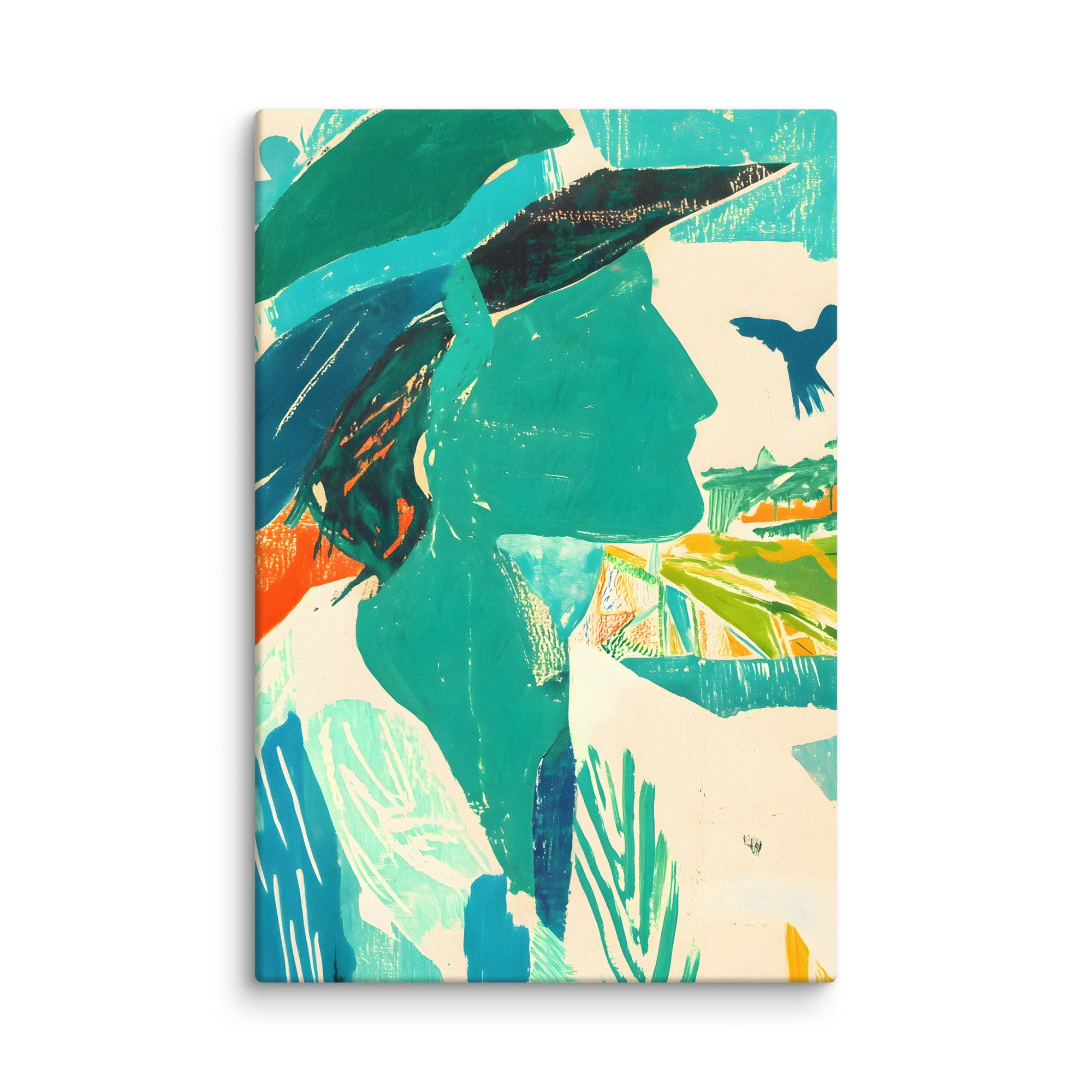Green Profile with Hat