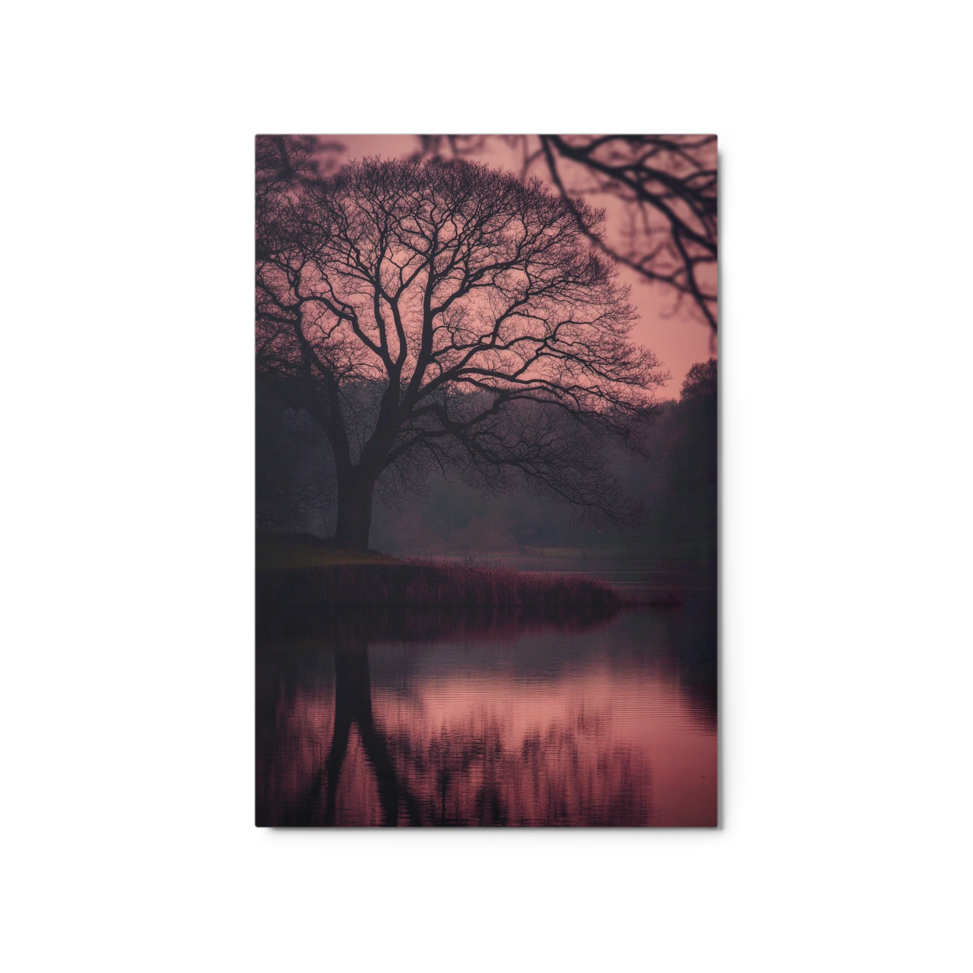 Silhouetted Tree and Lake Reflection