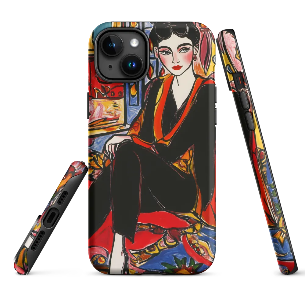 Expressionist Woman in Vibrant Interior | Phone Case