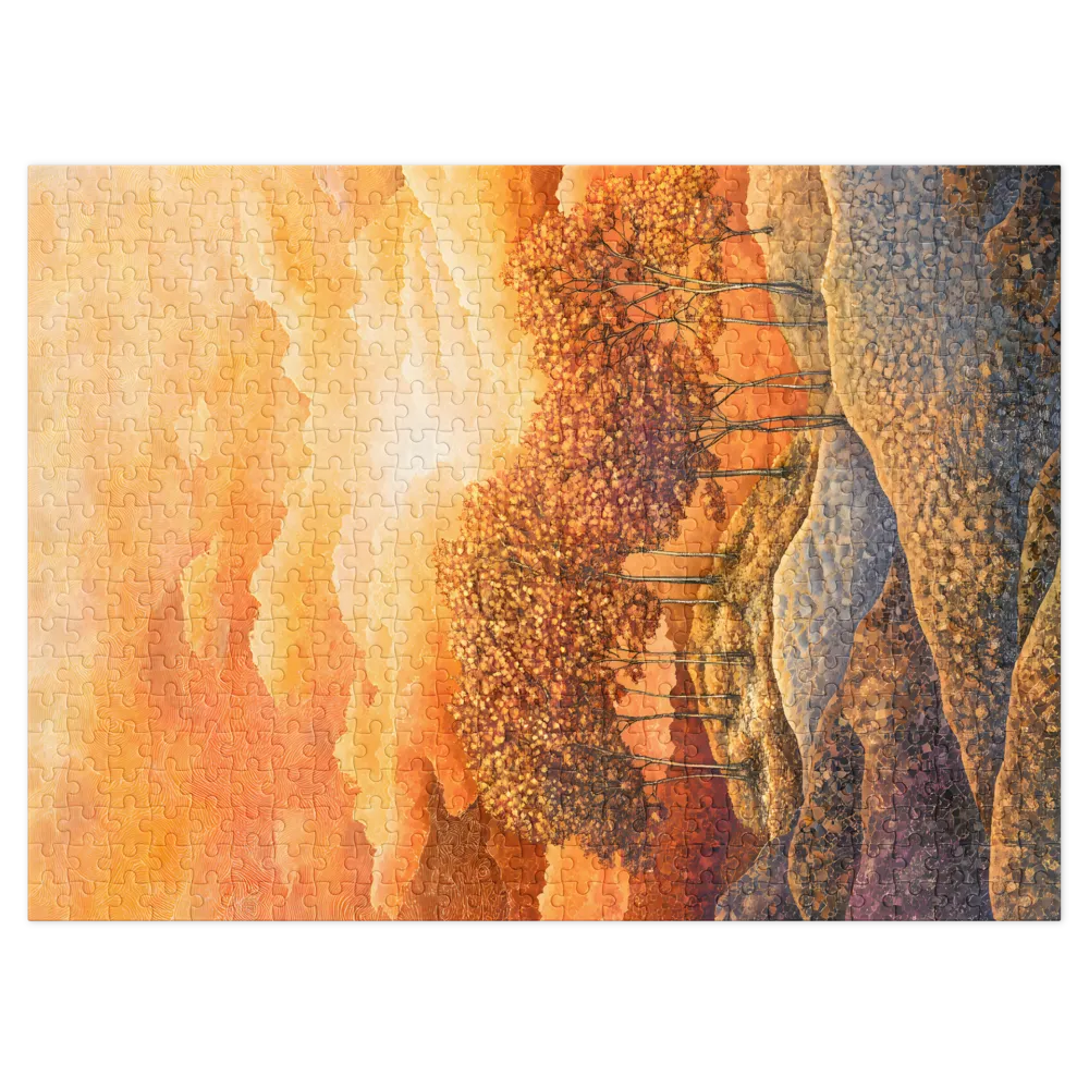 Serene Sunset Landscape with Trees | Jigsaw Puzzle (252/520 pieces)