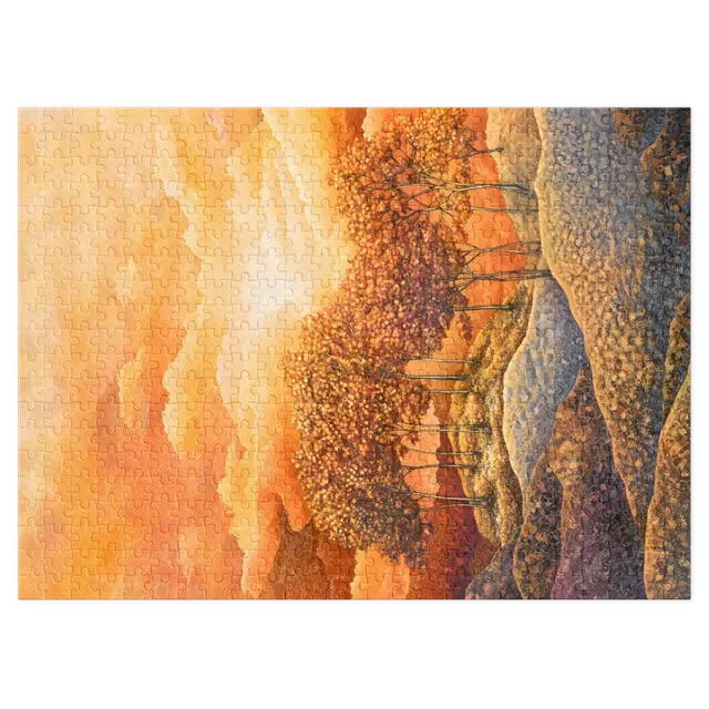 Serene Sunset Landscape with Trees | Jigsaw Puzzle (252/520 pieces)