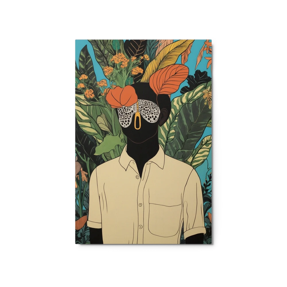 Tropical Elegance: The Masked Figure | Art Print
