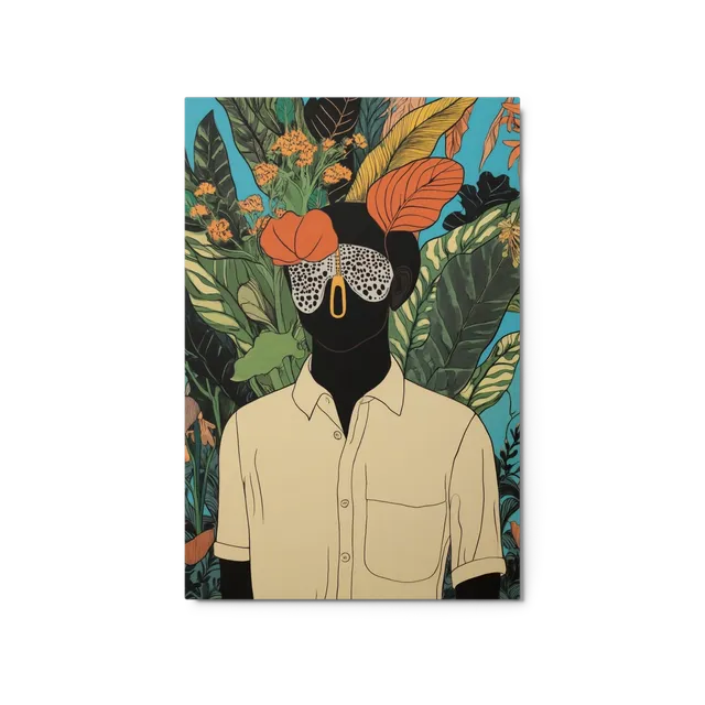Tropical Elegance: The Masked Figure | Art Print