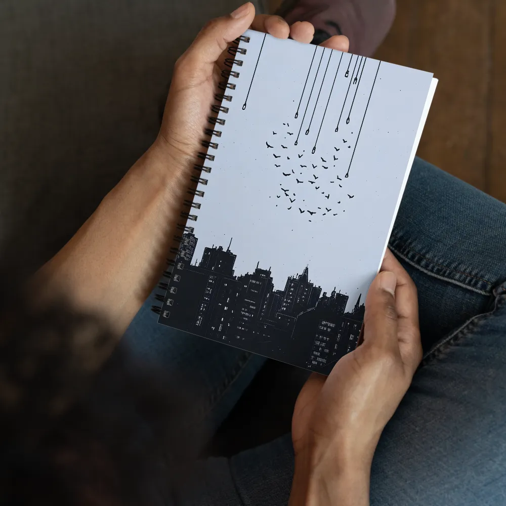Cityscape with Flying Birds 
 Spiral Notebook | 140 pages