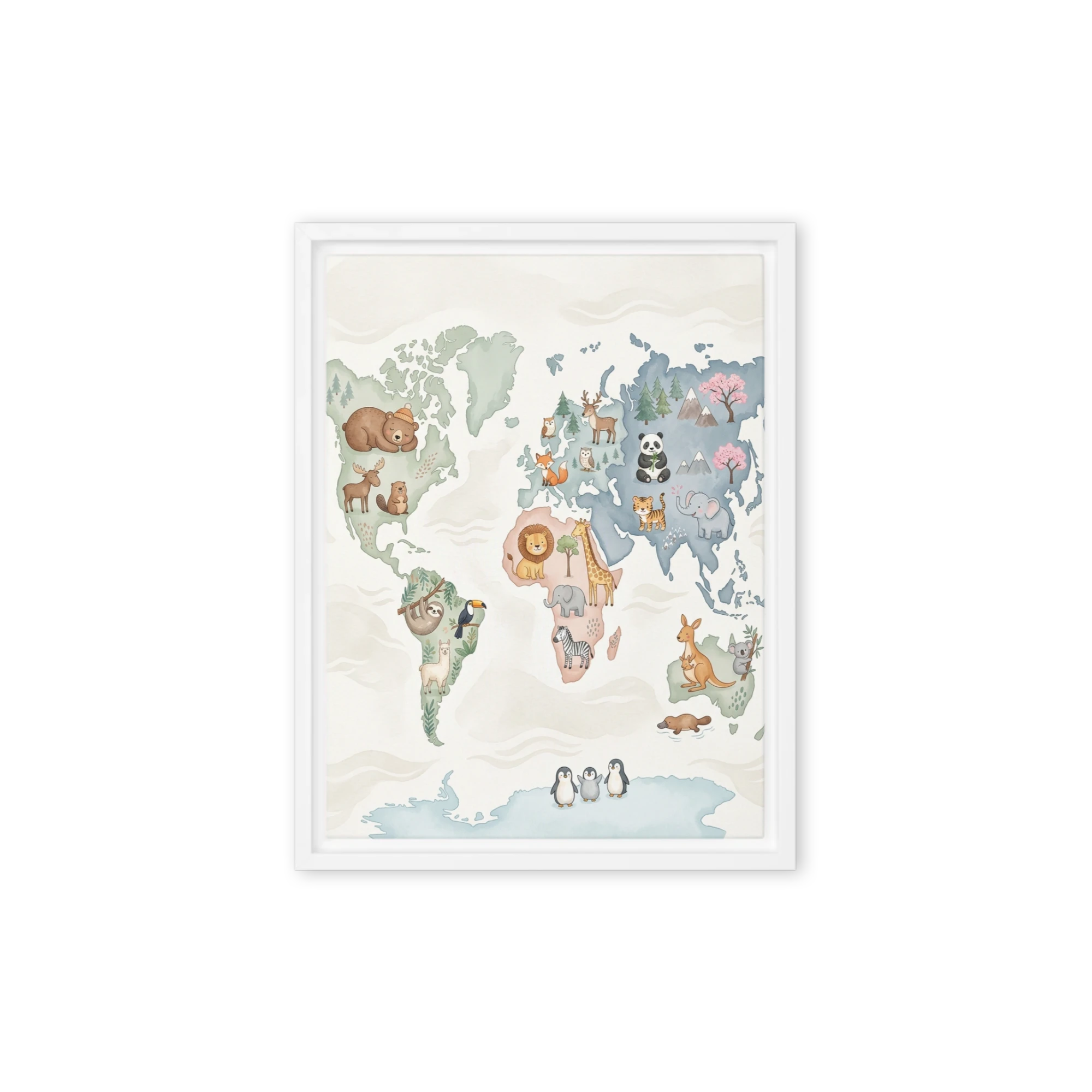 Illustrated World Map of Animals