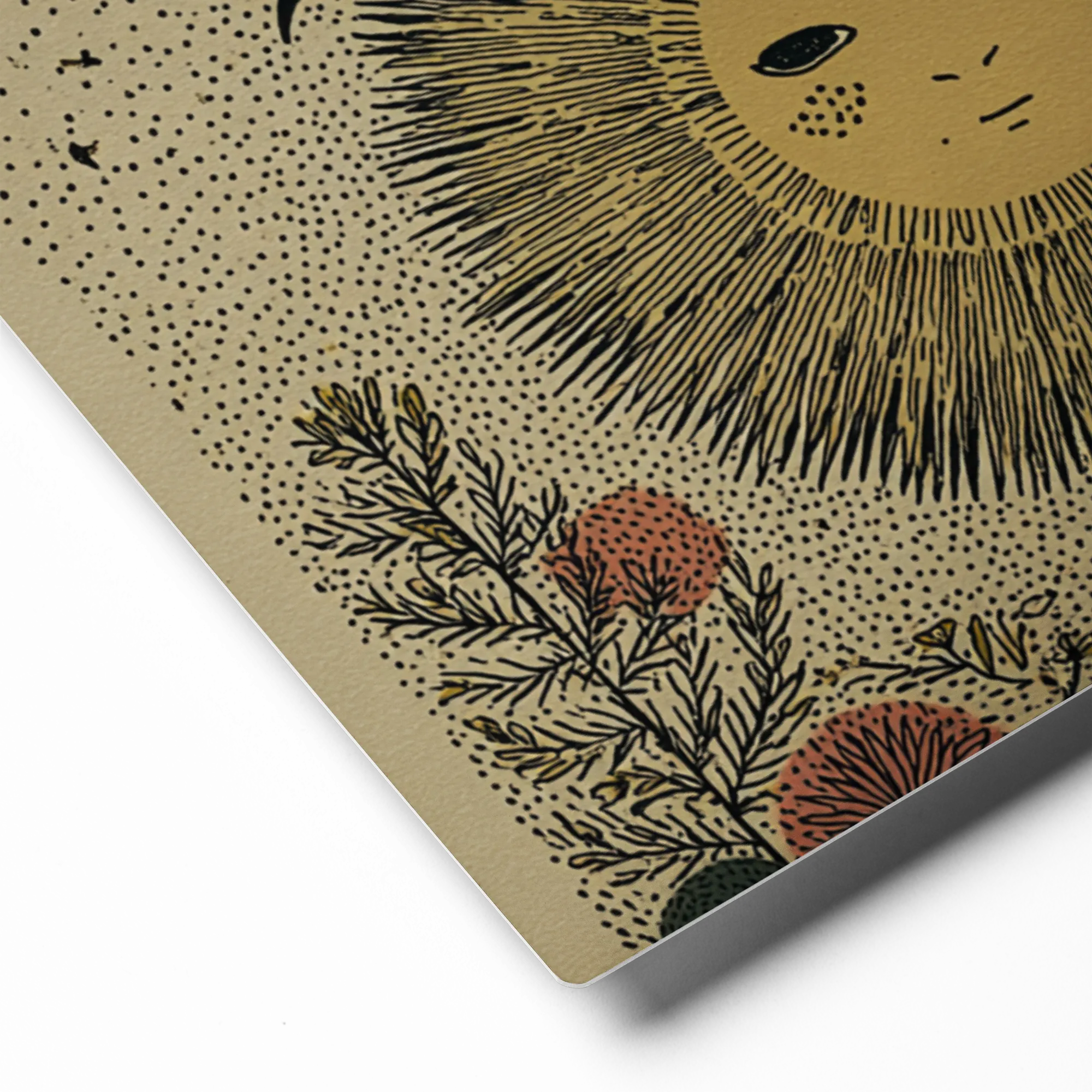 Folk Art Sun and Birds | Art Print