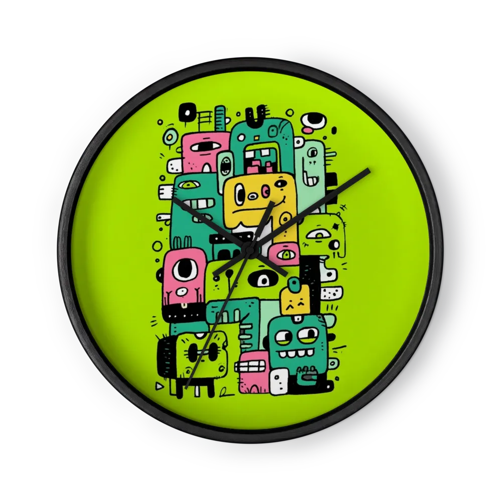 Stacked Monster Doodle | Wall Clock