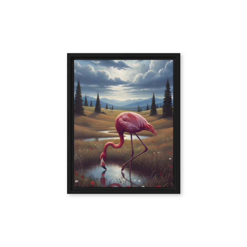 The Mountain Flamingo 
 Canvas with Black Frame