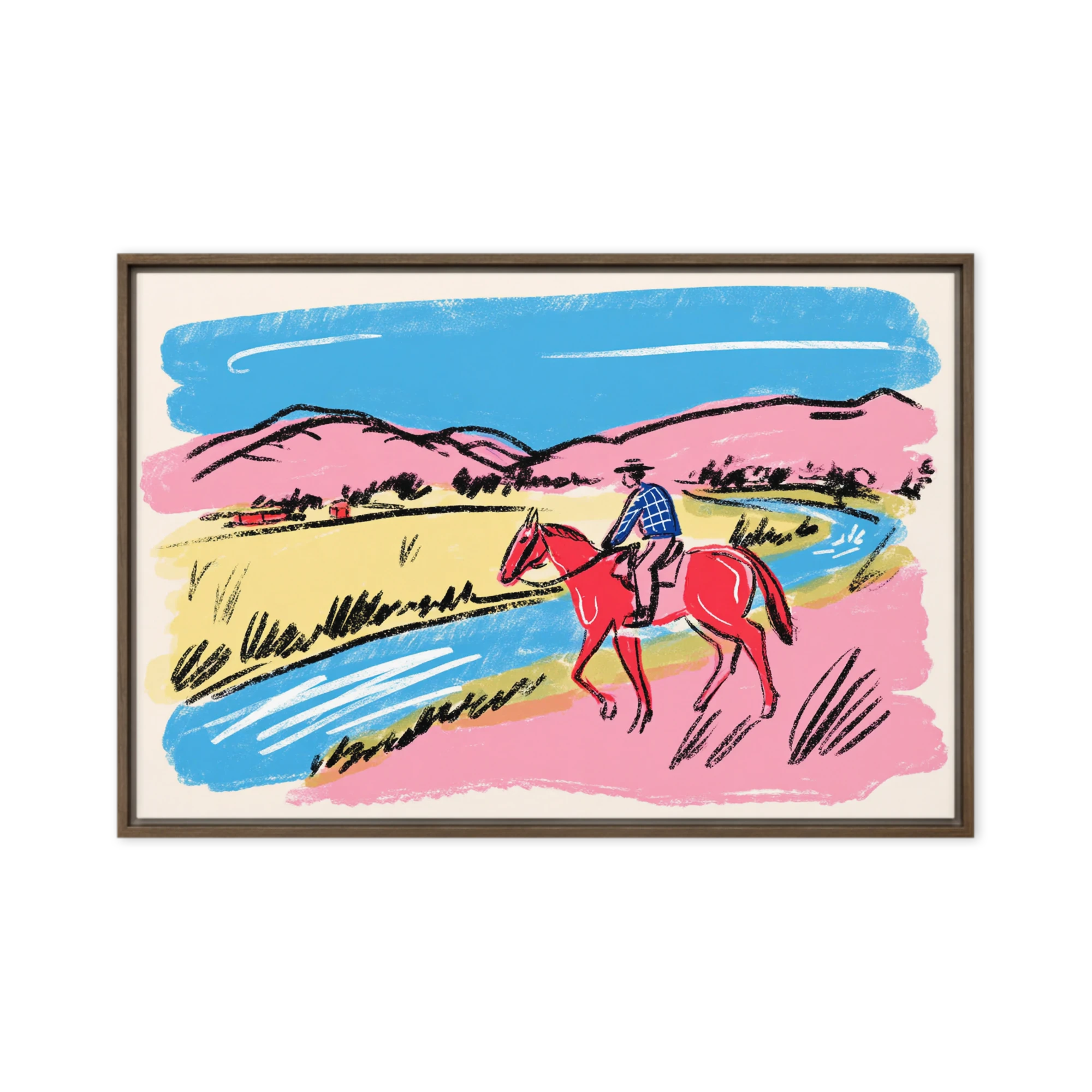 Rider in Pink Landscape | Art Print