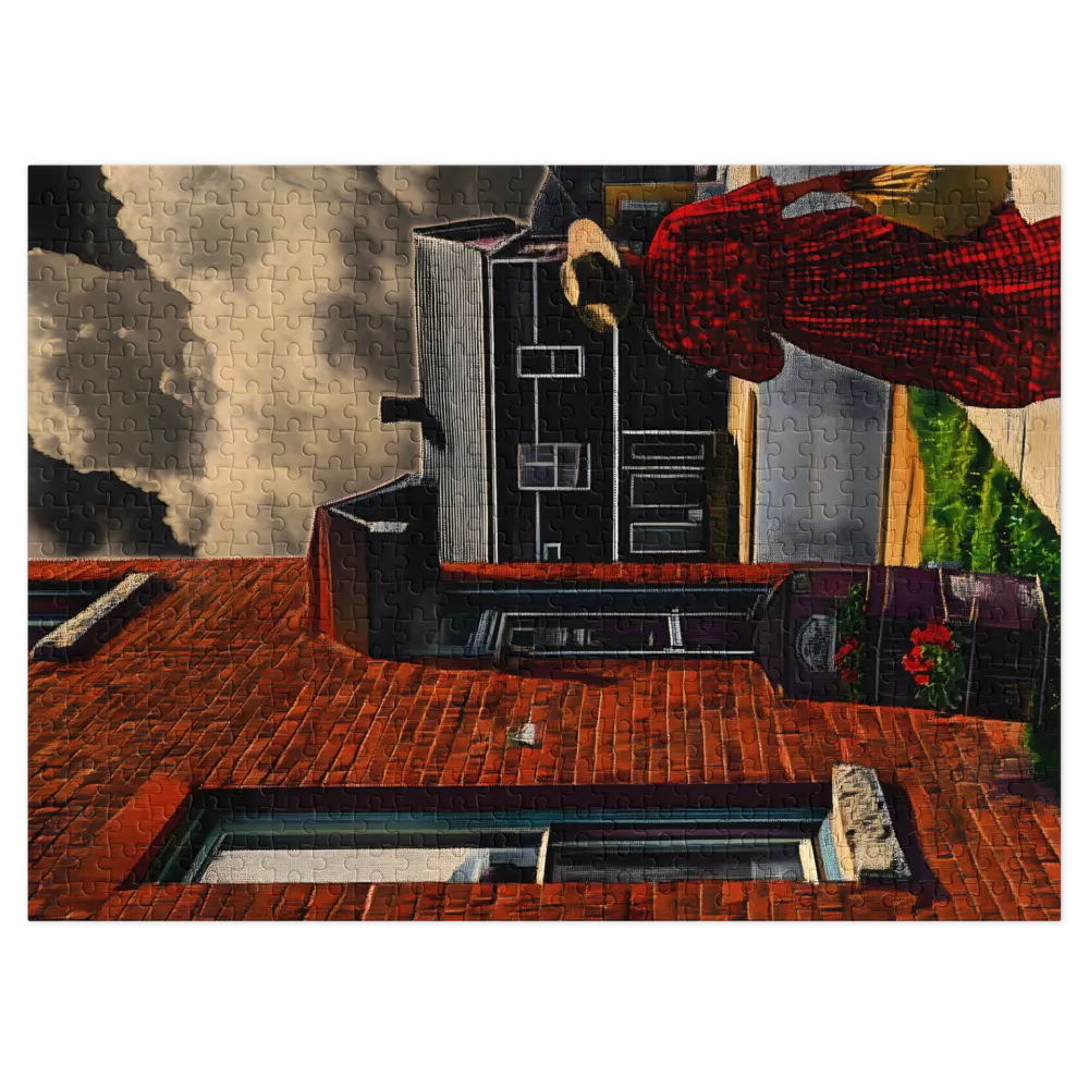 Woman on Red Brick Street | Jigsaw Puzzles