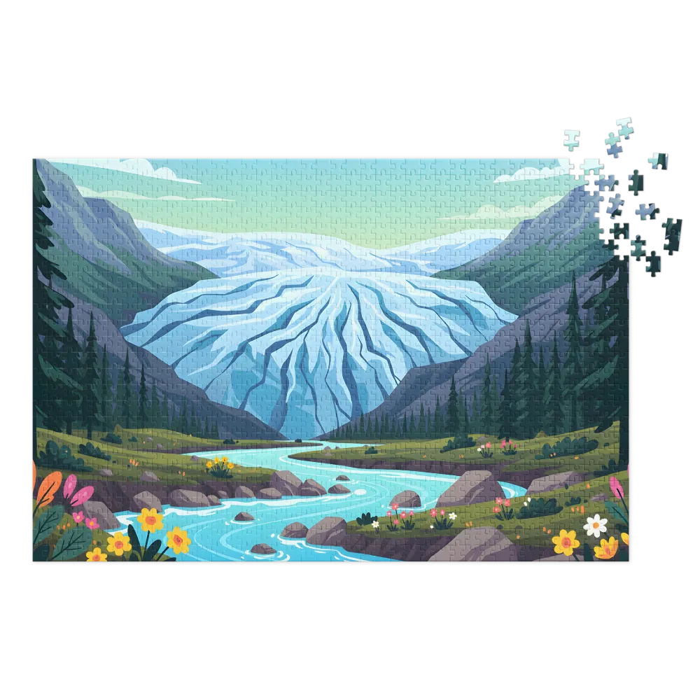 The Flowing Glacier 
 Jigsaw Puzzle in Tin Box