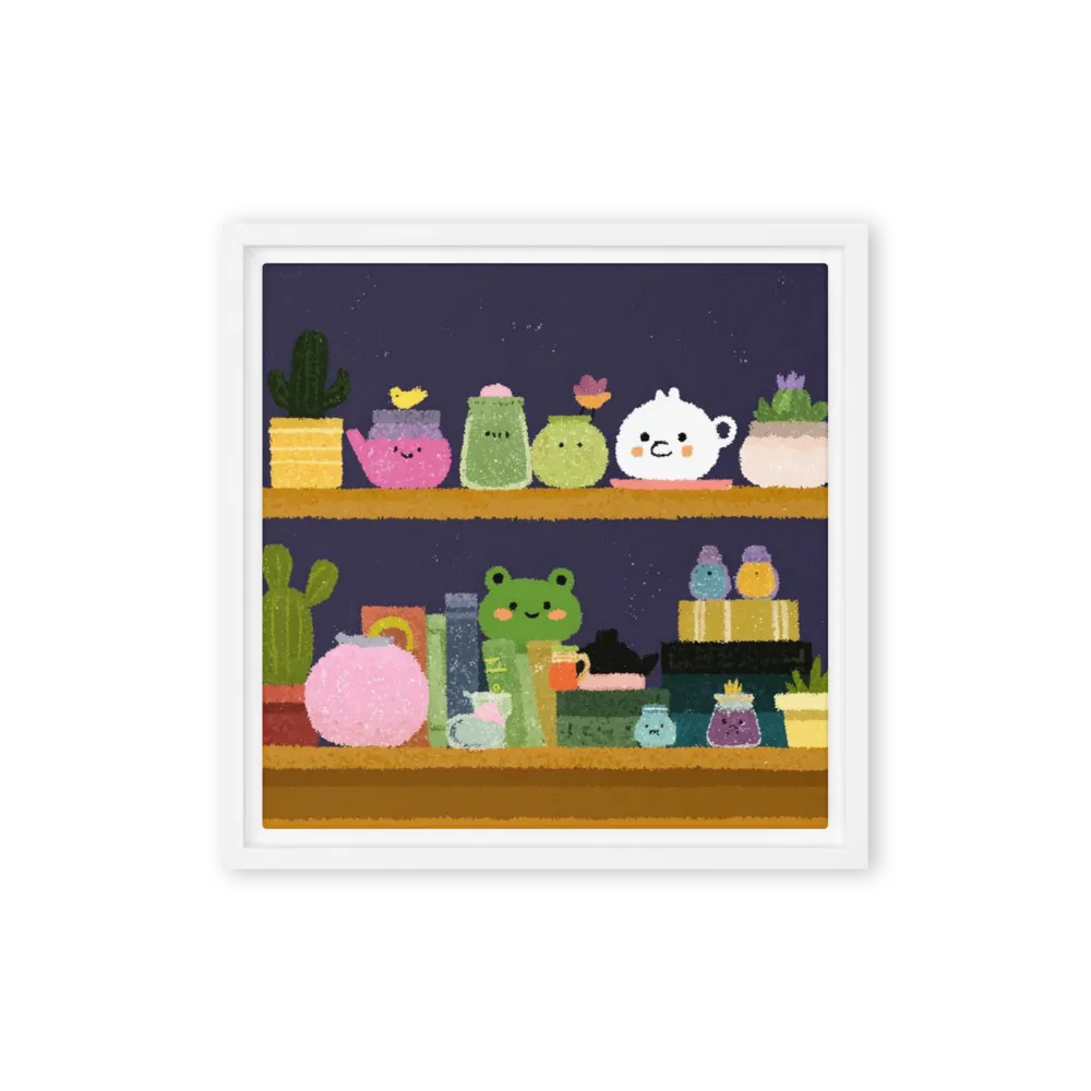 Whimsical Plant Shelf 
 Canvas | 8″x 8″