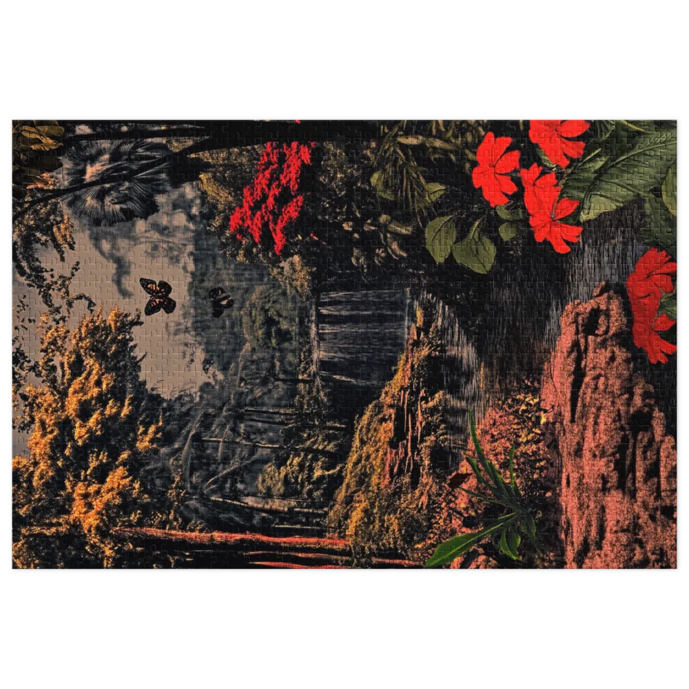 Cachoeira Encantada na Selva 
 Puzzle em caixa de metal