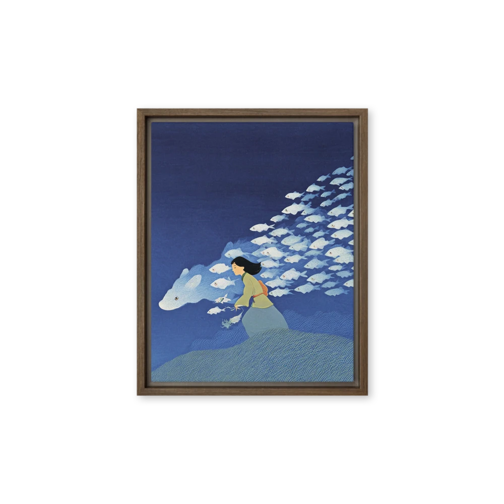 Girl on Fish Cloud | Art Print
