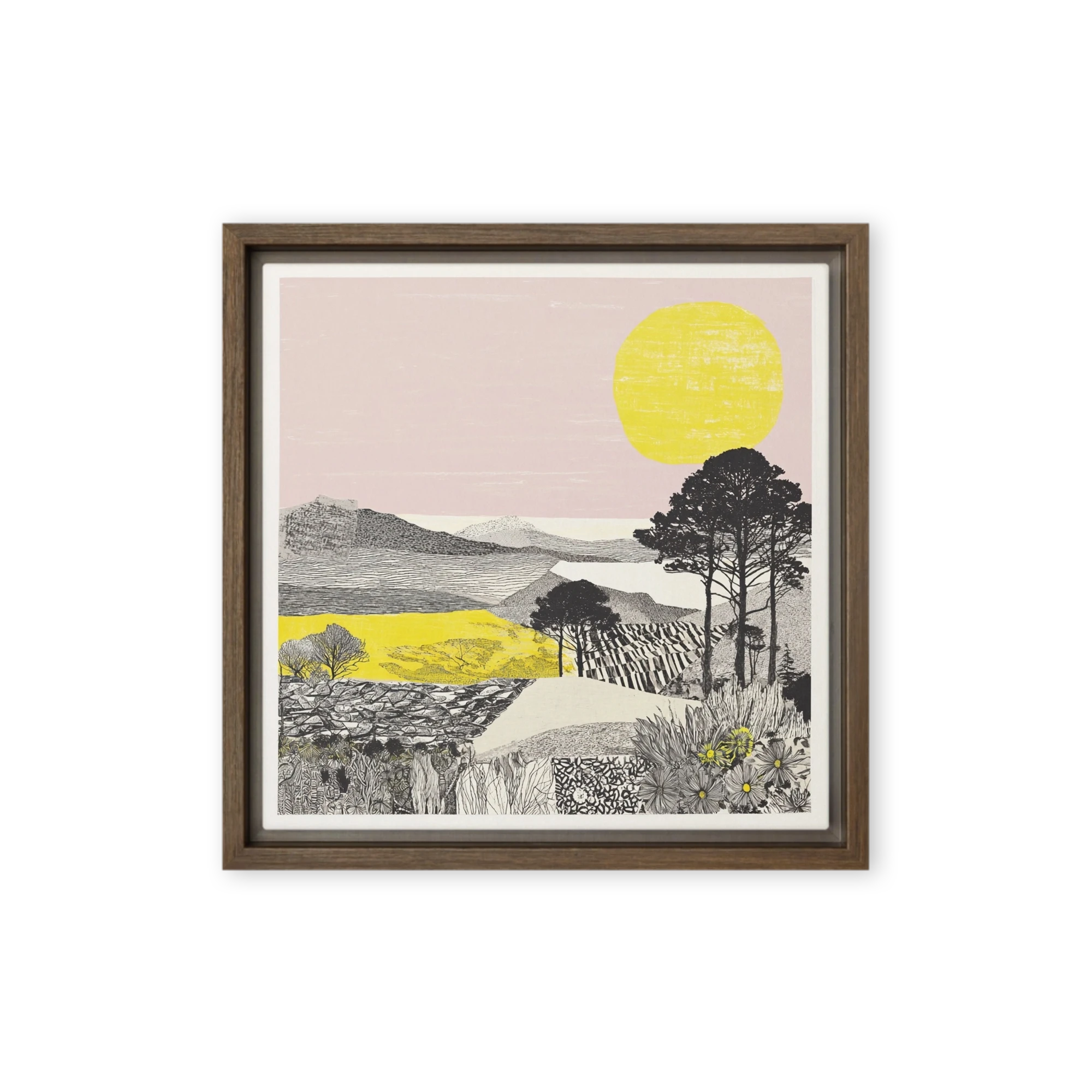 Sun Over Textured Hills