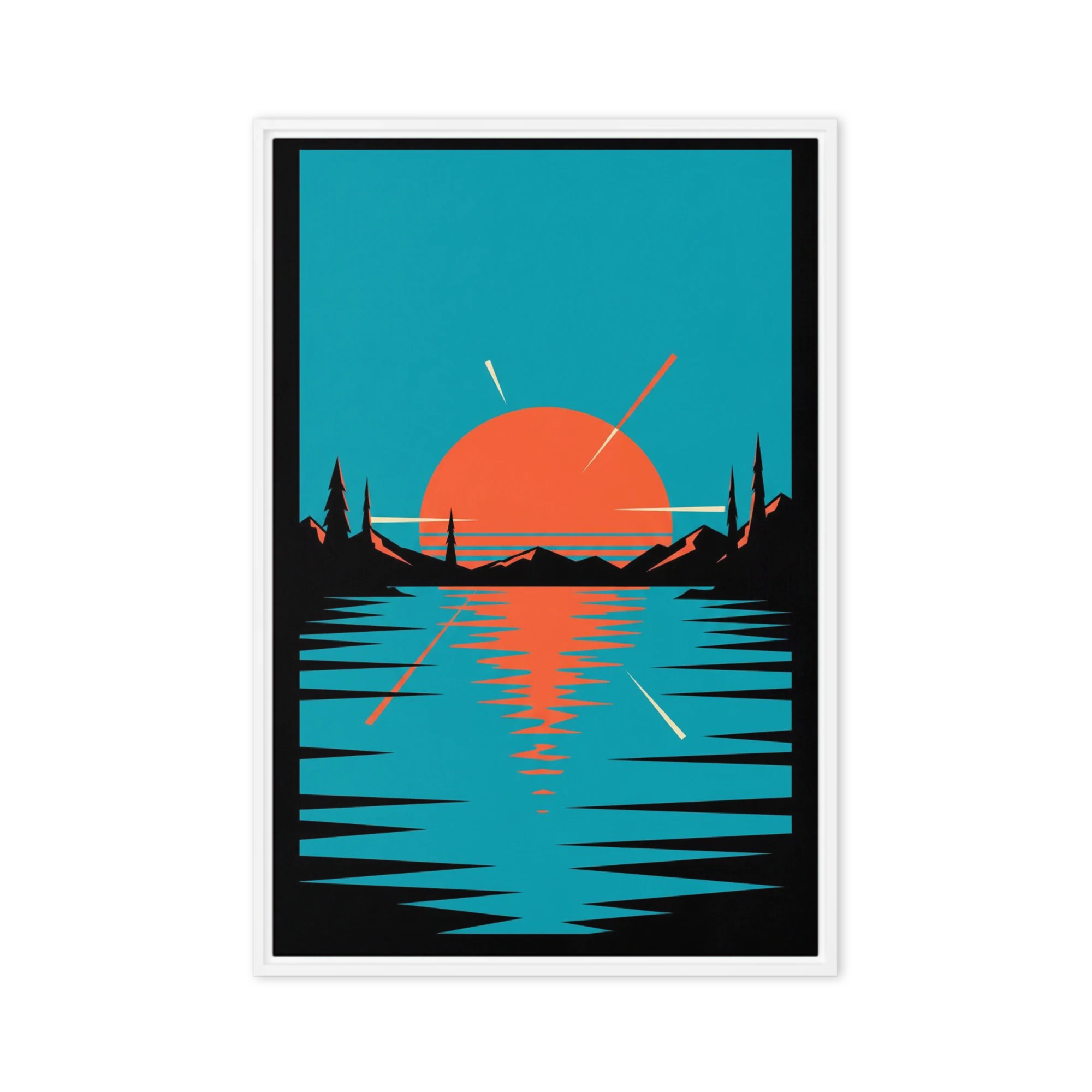 Retro Sunset Over Water