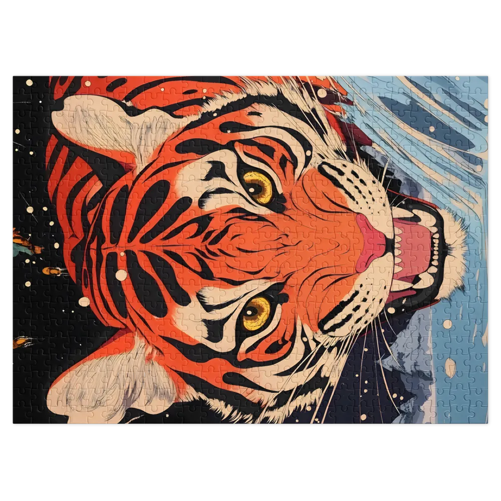 Tigre Rugindo Neo-Ukiyo-e 
 Puzzle em caixa de metal