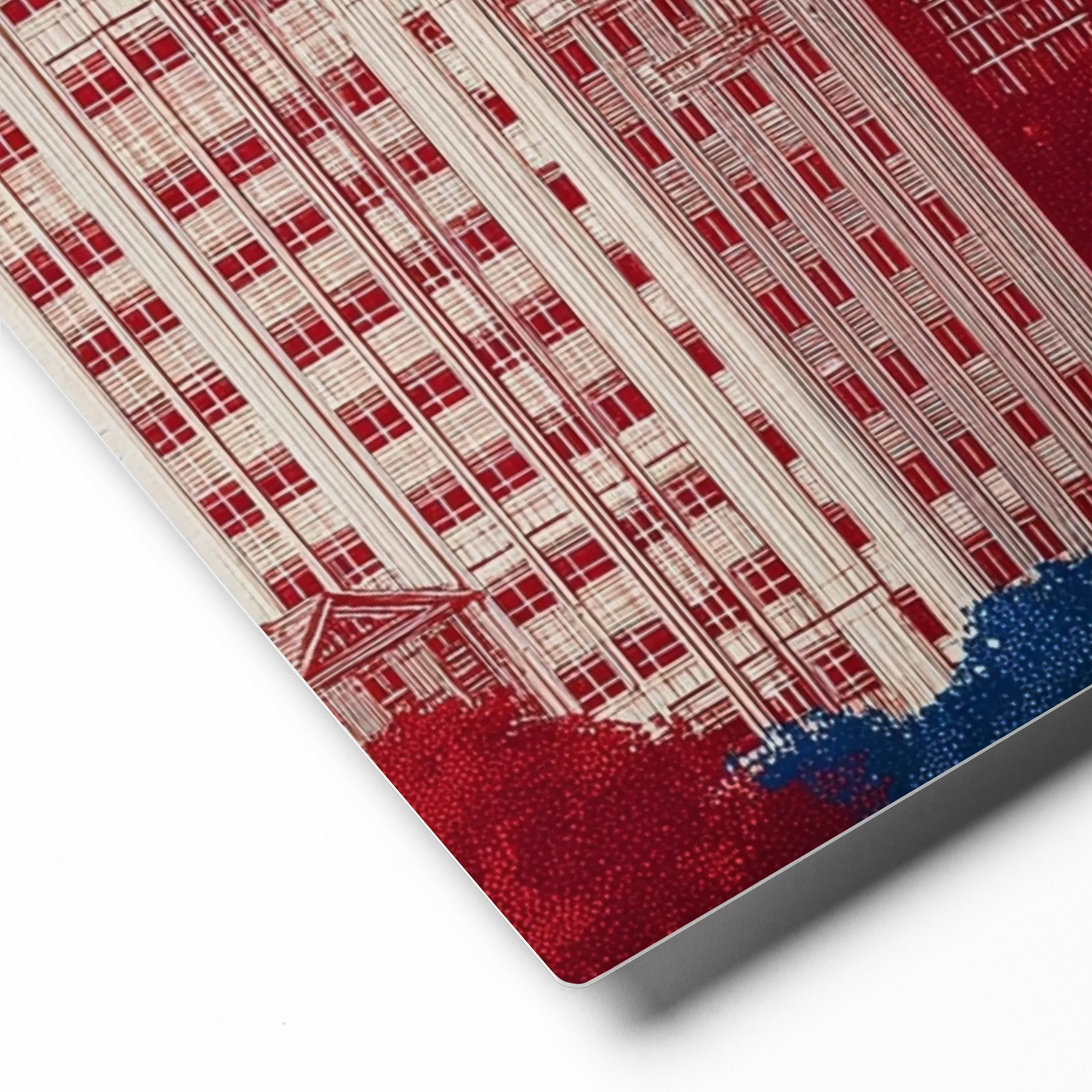 Metropolis in Red and Blue 
 Poster with Black Frame | 14″x 14″