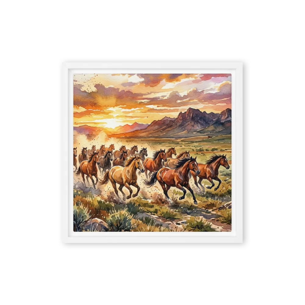 Wild Mustang Sunset 
 Canvas | 30″x 30″