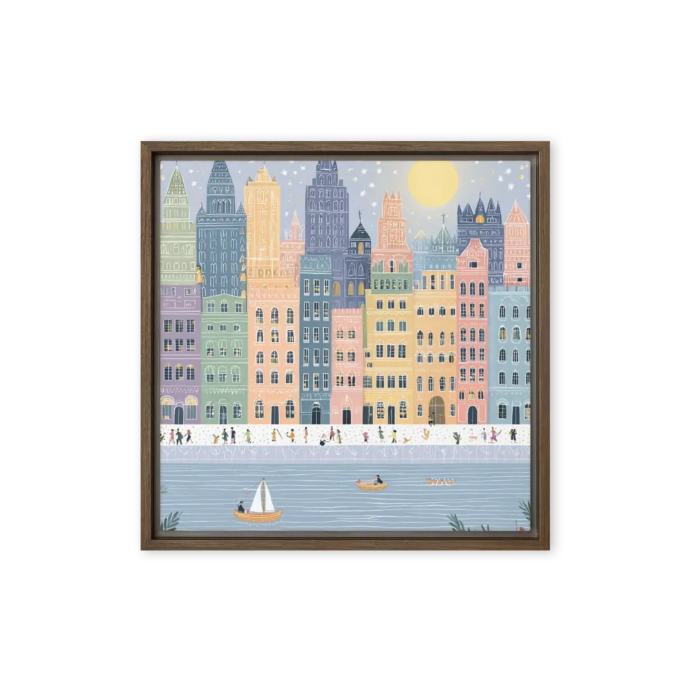 Whimsical Canal City 
 Canvas | 8″x 8″
