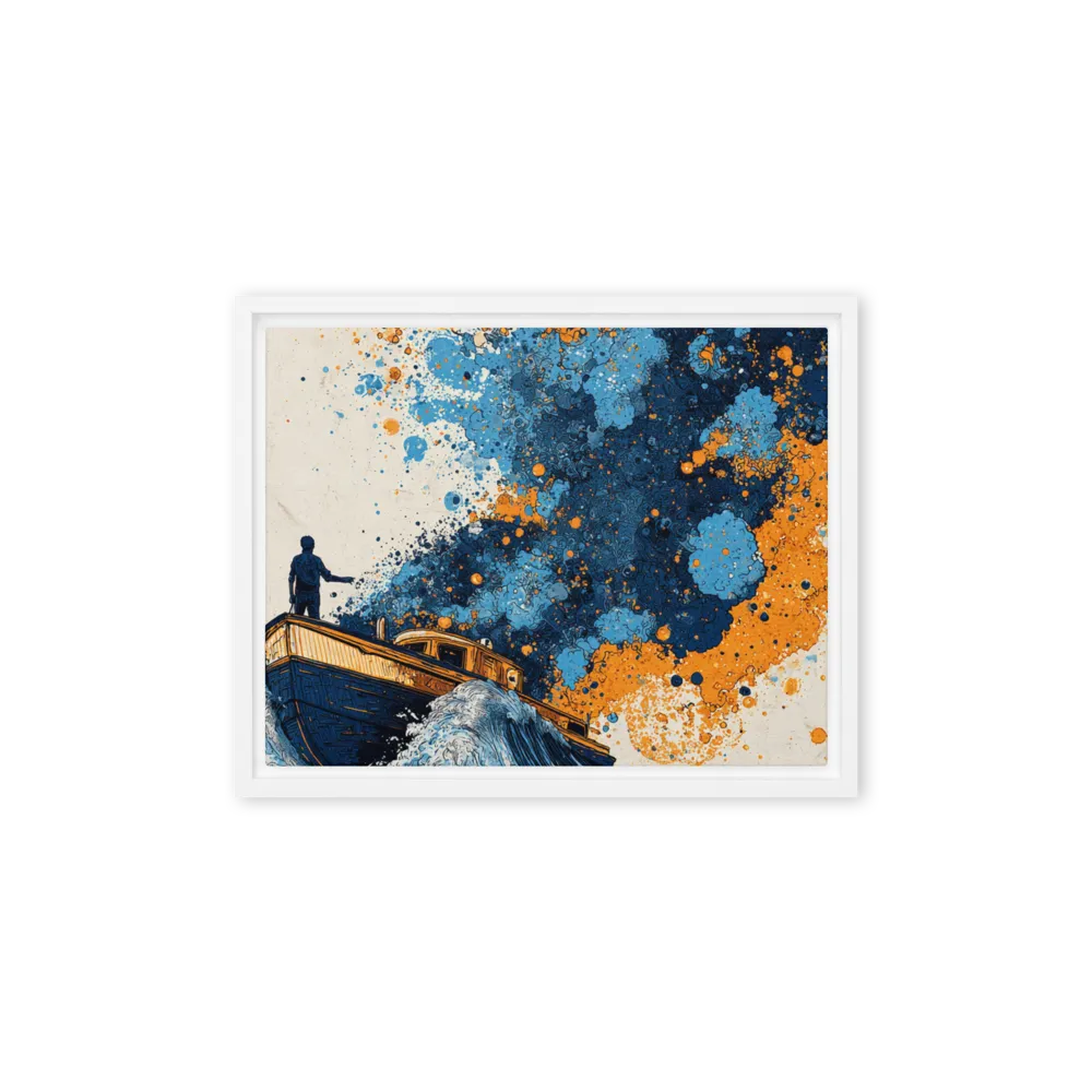 The Splattered Tempest 
 Canvas with White Frame