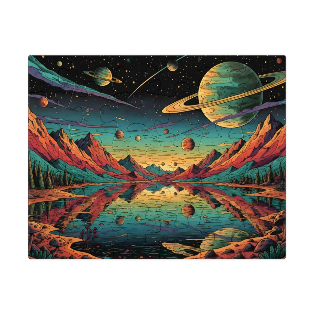 Psychedelic Planetary Vista 
 Jigsaw Puzzle in Tin Box