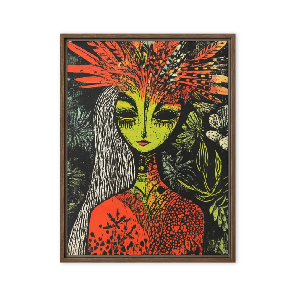 Stylized Female Figure with Floral Elements