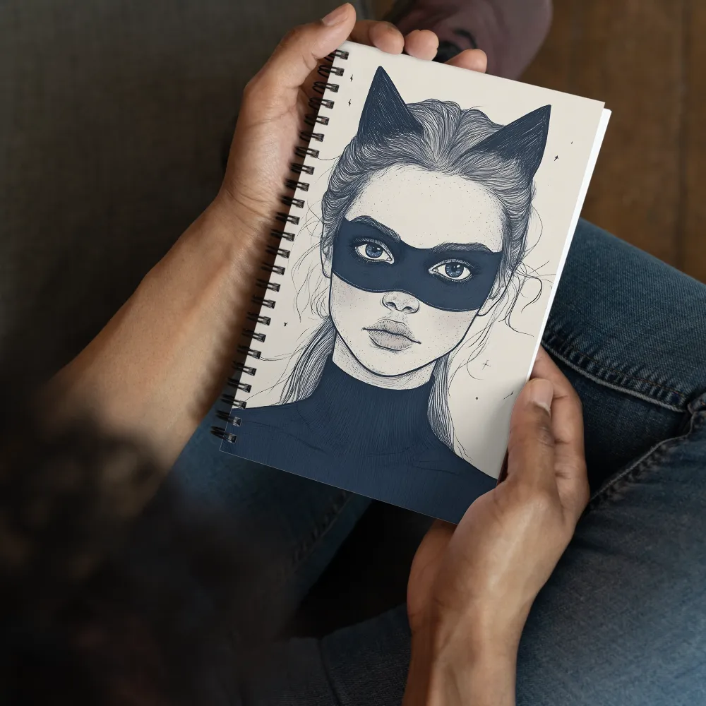Enigmatic Cat Mask Portrait 
 Spiral Notebook | 140 pages