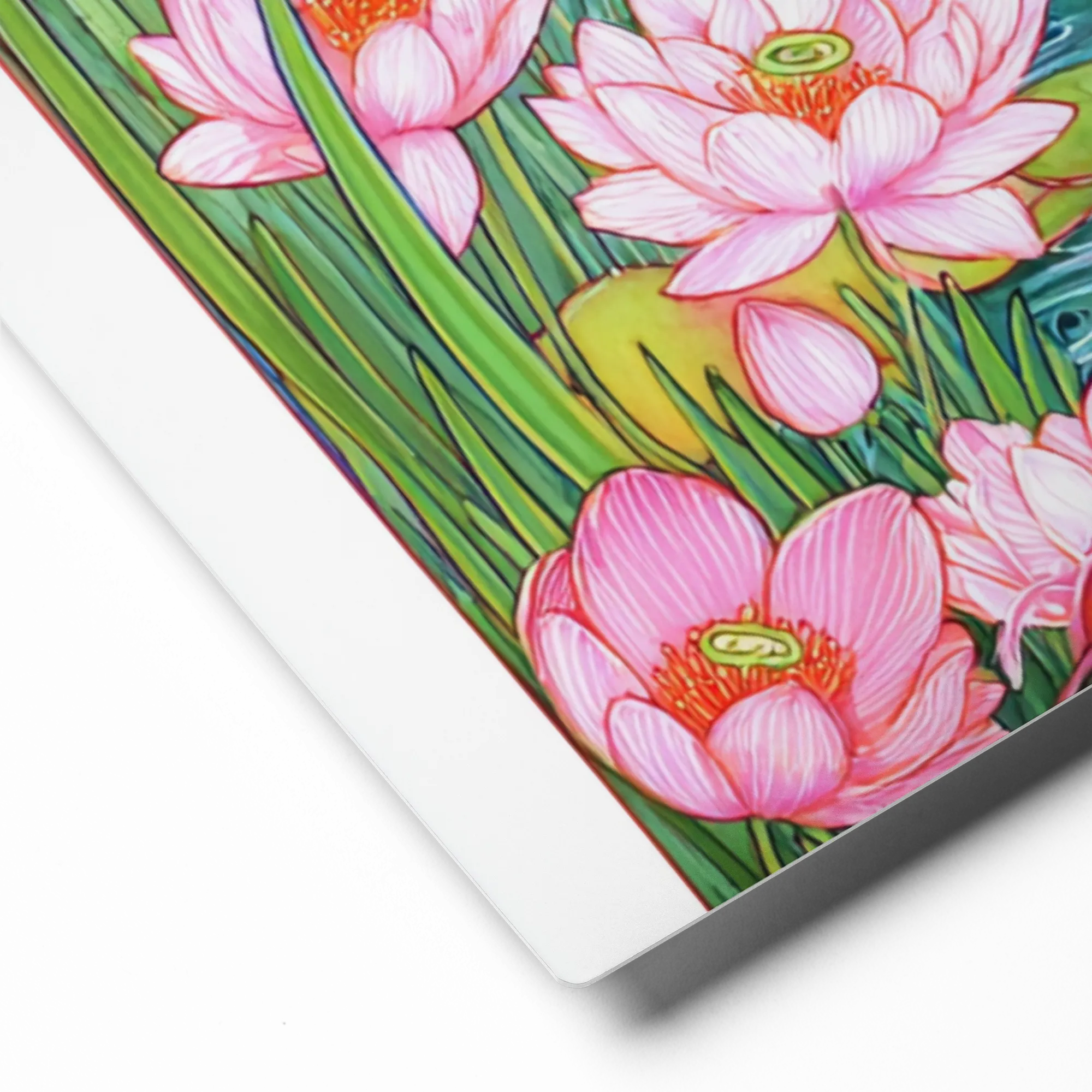 Lotus and Koi Garden 
 Poster with Red oak Frame | 18″x 18″