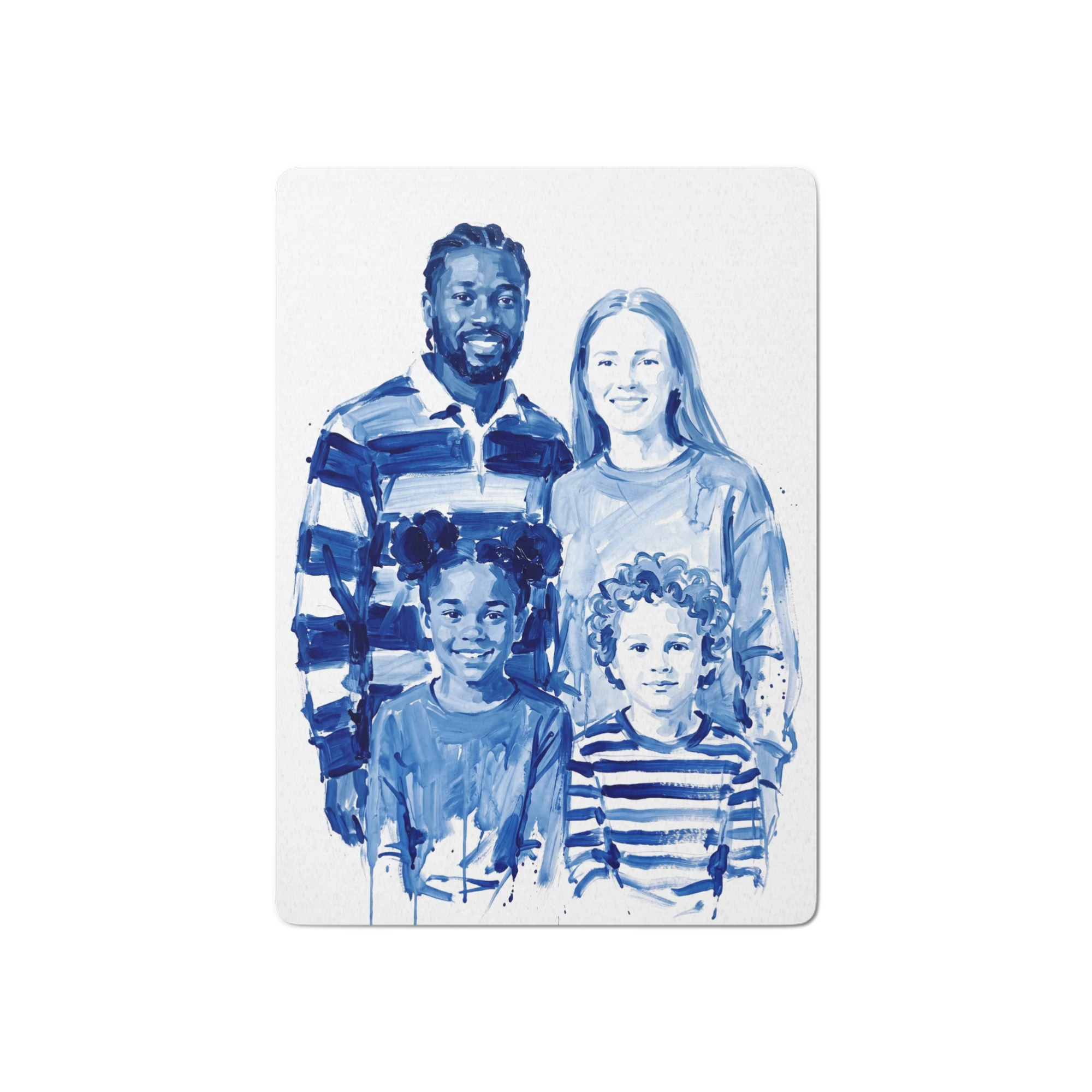 Family Portrait Playing Cards — Cobalt Impasto