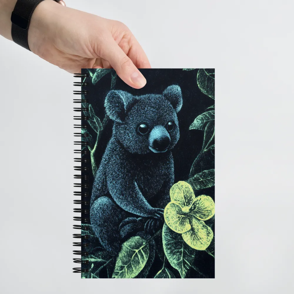 Nocturnal Koala with Yellow Flower 
 Spiral Notebook | 140 pages