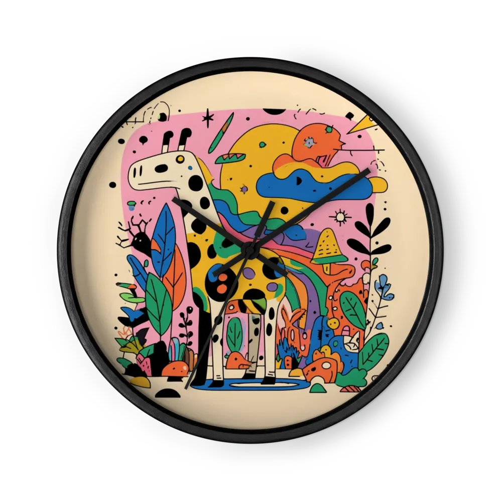 Bunter Giraffentraum | Wanduhr