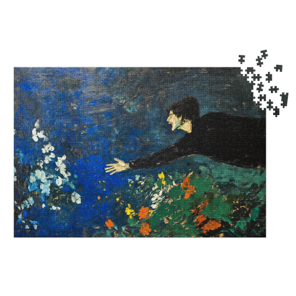 Impressionistic Figure Reaching for Flowers