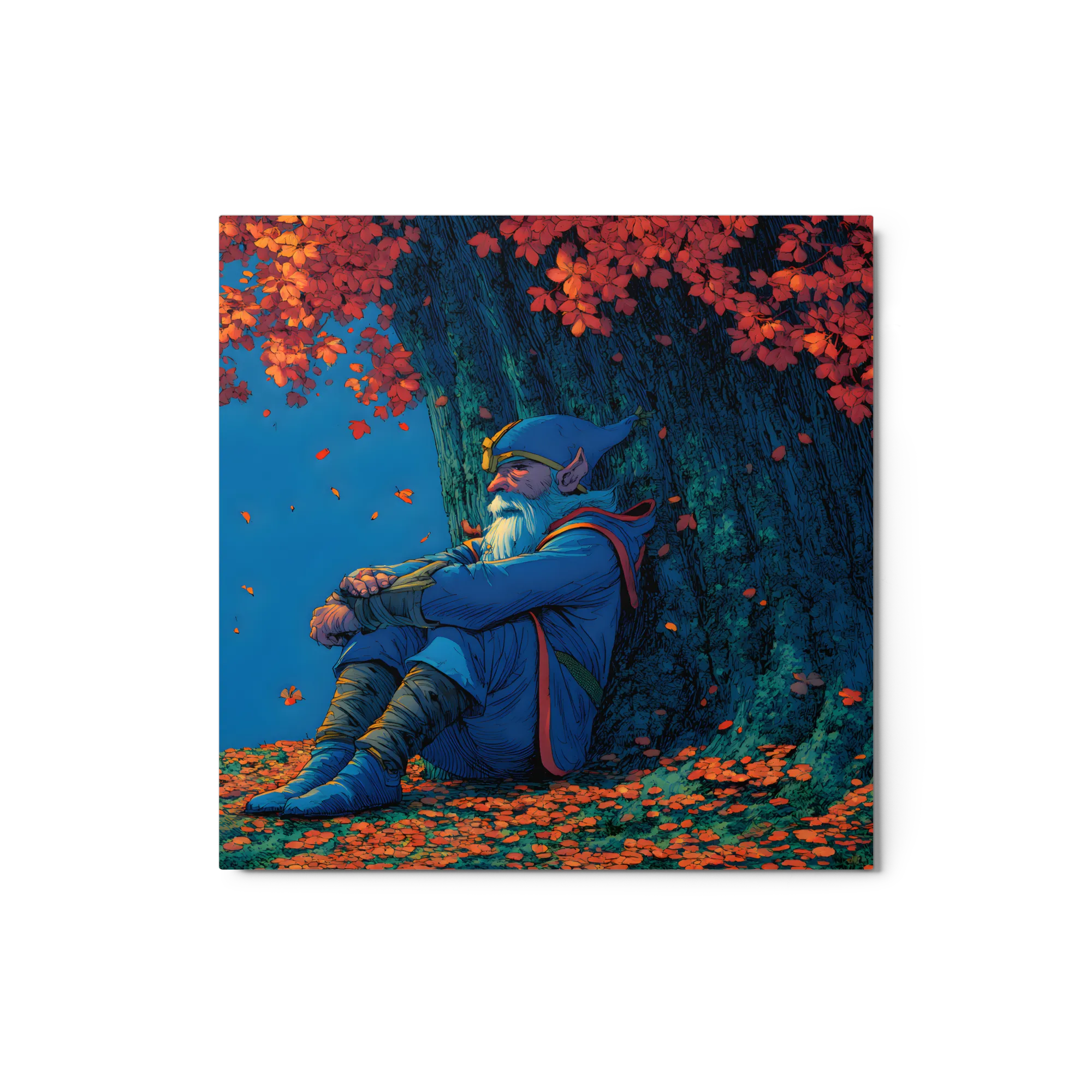 Solitary Gnome in Autumn Forest