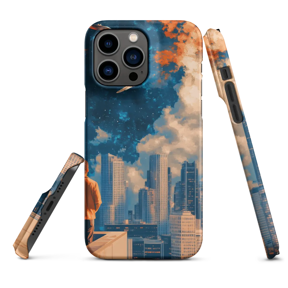 Futuristic Cityscape with Spaceships | Phone Case