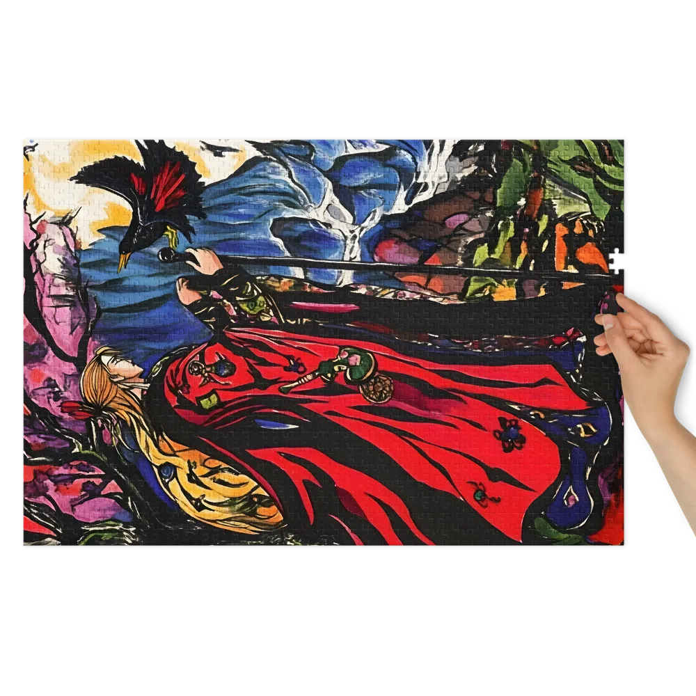 Vibrant Figure in Red Cloak | Jigsaw Puzzle (252/520 pieces)