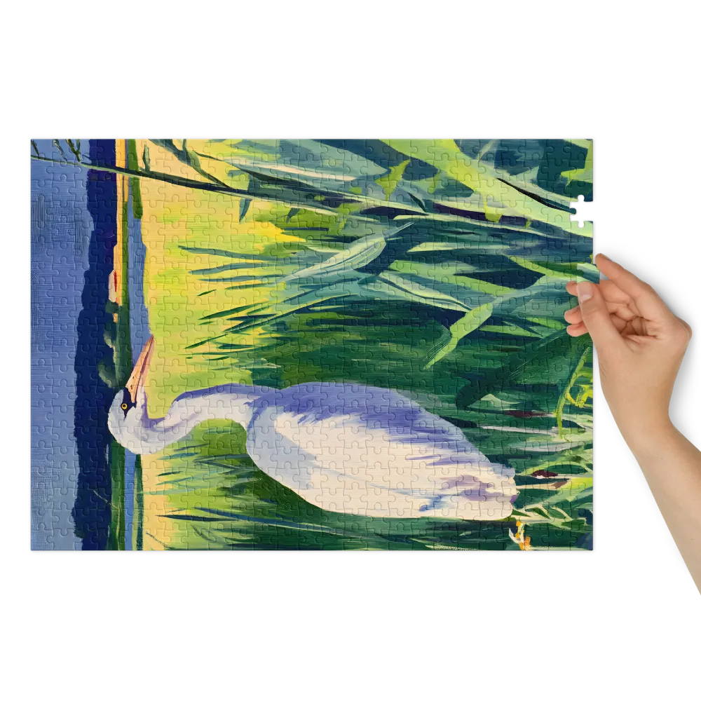 Aigrette dans les Marais 
 Puzzle en boite metallique