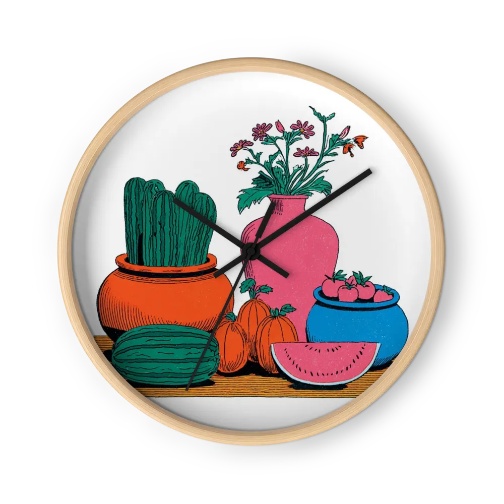 Natura Morta con Cactus e Anguria | Orologio da parete