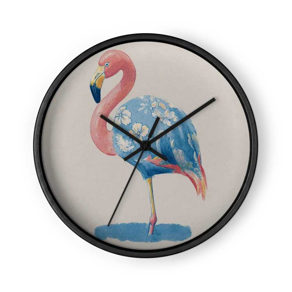 Floral Hawaiian Flamingo | Wall Clock